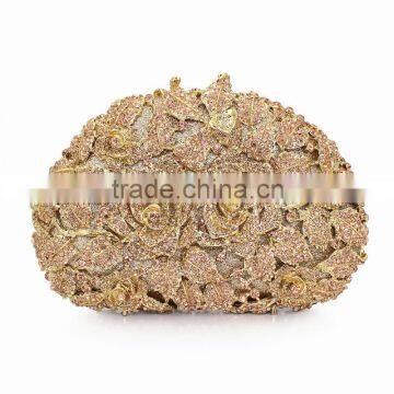 2016 Newest Latest India Rhinestone Crystal Gold Rose Pattern Party Wear Clutch Gem Purse (88162A-C) photo-2