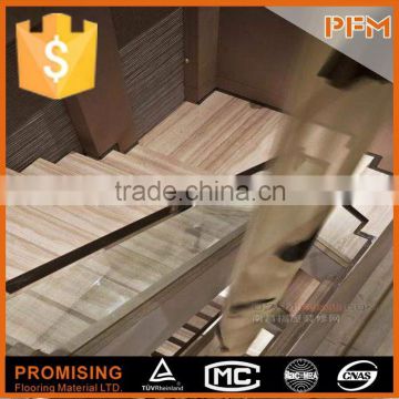 High class apartment design natual beige stone balustrade for stairs