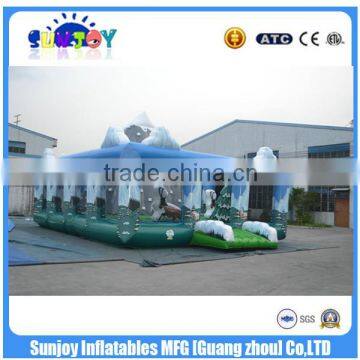 EN14960 Giant Inflatable Playground obstacle With Climbing Wall ,Kids Indoor Playground