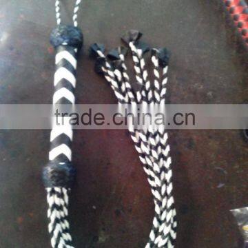 Black & White 100% Genuine Real Leather Flogger Bull Hide Leather Whip