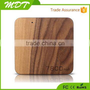 High real capacity good quality 7800mah mobile wood power bank with mirco usb cable