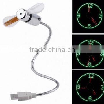 USB LED Clock Fan / Fan Clock With LED Light / Led Message Usb Fan photo-2