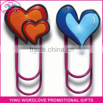 cheap school promotional gift 3D soft PVC paper clip custom magnetic bookmark