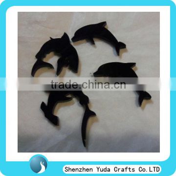 laser cut animal shaped acrylic black dolphin promotional gift