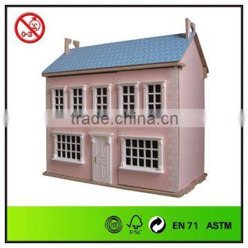 pink hot sale two storied classic wooden dollhouse