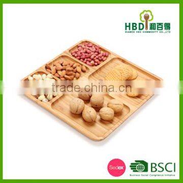 Best Selling Bamboo Food Storage Tray 3 Compartment Food Tray photo-5