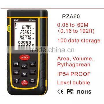 0.05 to 60m (0.16 to 196ft) Hand-held Laser Distance Meter