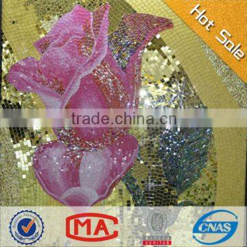 gold leaf mosaic tile mix color hand cut glass mosaic patterns for walls decoration wallpaper design wall mosaic tile