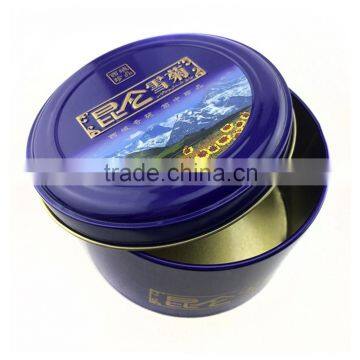 CMYK round black tin containers for black tea gift package