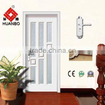 New design mdf pvc door wooden laminated doors with glass for washroom