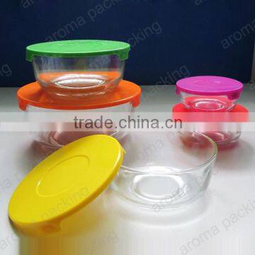 a Set of Five High Quality Glass Bowl in Gift Box, Glass Crisper Mixing Bowl With Color Box photo-3