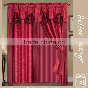 10 minites Replied Beautiful Polyester Burgundy 2 PCS Living Room Blackout Curtains With Valance