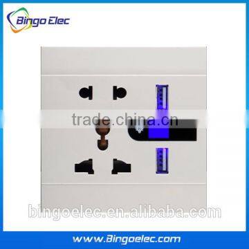 5pin Universal Socket With Double USB Wall Power Socket With 0.5w Led Night Light