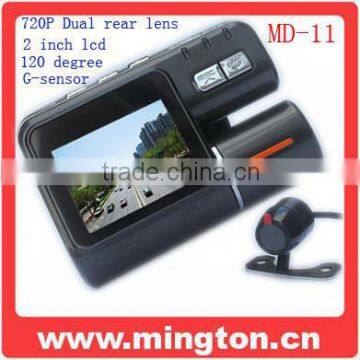 Dual rear lens G-SENSOR dvr car black box 720p