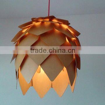 Wooden Artichoke Pendant Light