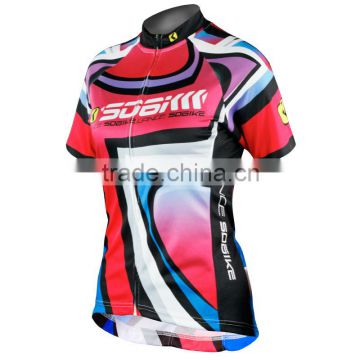 2015 Pro Fashion Sublimation women custom cycling jersey short sleeve