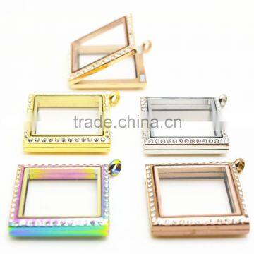 Crystal Floating Lockets Square Shape Lockets for Wholesale
