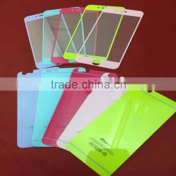 Back and front color tempered glass screen protector for iphone 6