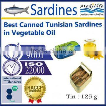 Best CannedTunisian Sardines in Vegetable Oil,Tunisian Canned Sardines l,Tunisian Sardines in Cans with Vegetable Oil,125 g