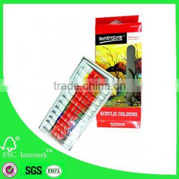 12x12ml artist acrylic paints/ fine color acrylic paints factory supplier