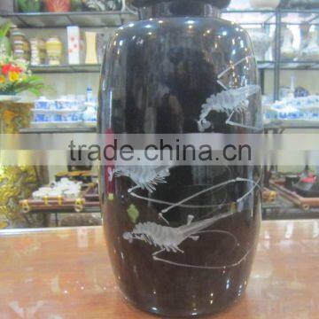 High Vietnam porcelain vase, black color, custom ceramic vase in Hanoi, Vietnam