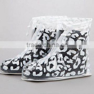 With White Flower Printing Transparent Plastic Shoes Cover photo-2