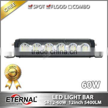 12in 60W marine light bar boat working bar light motorcycle car automotive grill high power working spot flood lamp