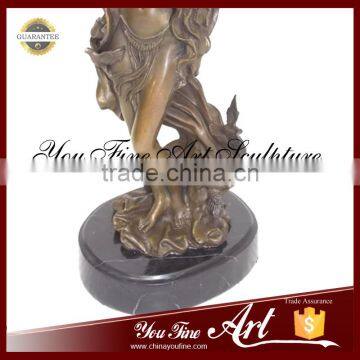 Bronze Naked Girl Statue With Bird Sculpture photo-3