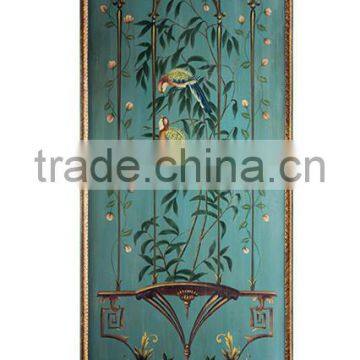 A Pair of Antique Blue Hanging Picture, Noble Hand Painted Wooden Decorative Wall Picture, Classical Drawing Hanging Wall Art