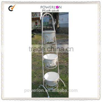 POWERLON Vintage 3 tiers metal plant stand pot holder high quality outdoor decoration