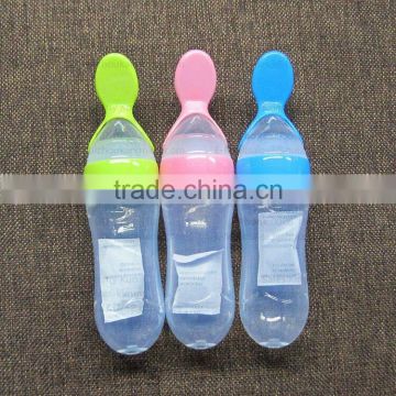 BPA Free Silicone baby feeding bottle with spoon 90ML