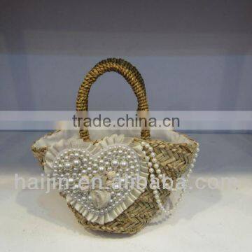 natural seagrass handmade fashion lady bag with jewery