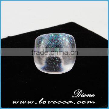 Handmade Fashion Resin Jewelry Resin Flower Ring Wih Gold Foil , Silver Flakes Resin Ring photo-4