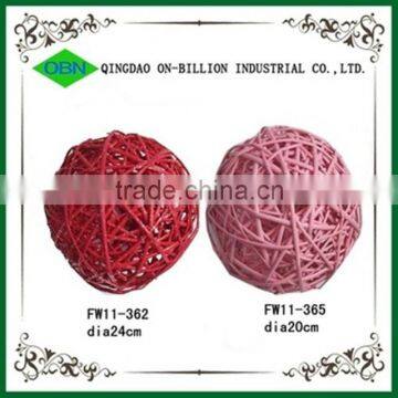 Natural hand woven decorative colored round rattan ball