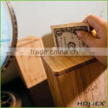 Bamboo piggy bank money saving box Homex BSCI/Factory