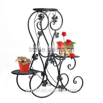 3-Tiered Scroll Decorative Metal Garden Patio Standing Plant Flower Pot Rack Display Shelf Holds 3-Flower Pot Stand photo-2