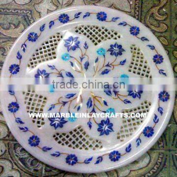 Lovely Handcrafted White Marble Inlay Plates Exclusive