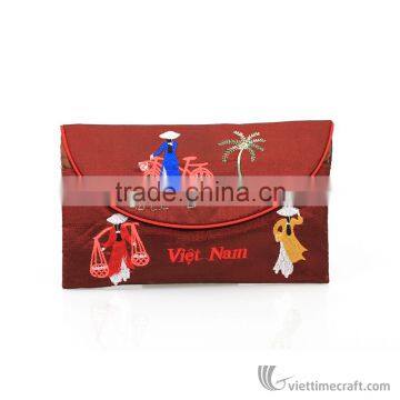 Hand Embroidered Wallet, Many Colors and Design to Choose, Made From Natural Silk in Vietnam photo-3