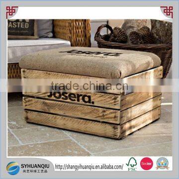 Handmade Bule Painting Solid Poplar Wooden Foot Stool Bench Stool CN photo-2
