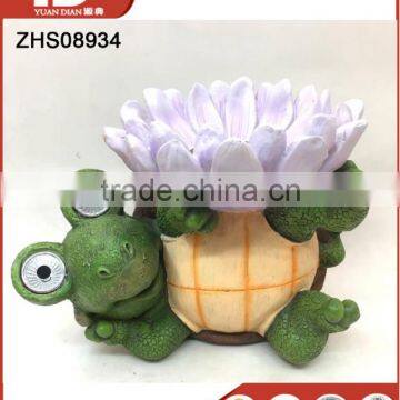 Factory Outlets Bird Bath Lying Turtle Designed Solar Light Garden