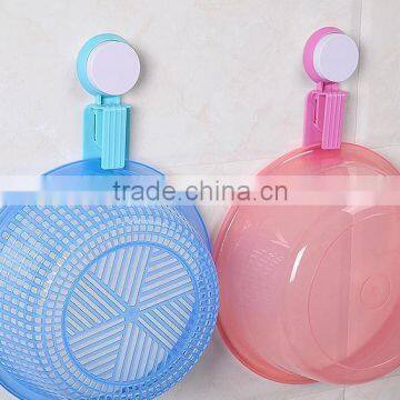 Vacuum suction cup kitchen and bathroom plastic basin hook/shelf/holder