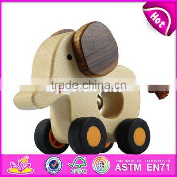 Best design cartoon elephant wooden baby toy car W04A040