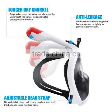 Snorkeling Full Face Diving Mask, 180 Degree View, Anti-Fogging and Anti-Leaking With Detachable Support Frame for Action Camera photo-5