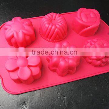 11031 Six Flower Shaped Promotional Gift Silicone Cake Mold photo-4