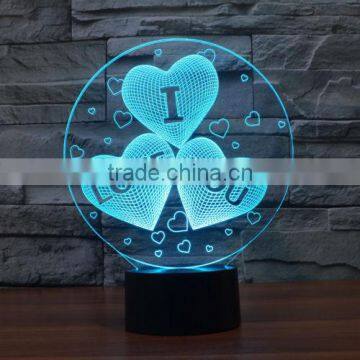 Novelty Valentine Gift 3D I Love You Night Light 7 Color Change LED Table Lamp Gift photo-3