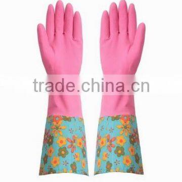 Household all purpose Retro funky floral design rubber gloves wash up
