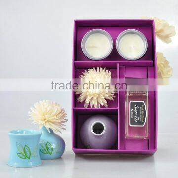 2015 hot fragrance ceramic diffuser gift set with sola flower soy candle