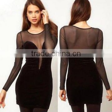 Celeb Style Womens Black Ball Gown See Through Mesh Bodycon Party Pencil Dress