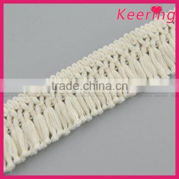 Wholesale hot sale white cotton fringe lace with bullion WLCA-004