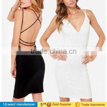 2016 fashion summer backless western style sexy wrap club dress